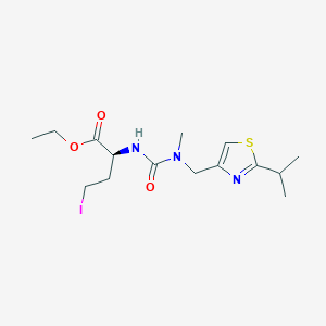 molecular formula C15H24IN3O3S B11832379 Butanoic acid, 4-iodo-2-[[[methyl[[2-(1-methylethyl)-4-thiazolyl]methyl]amino]carbonyl]amino]-, ethyl ester, (2S)- 