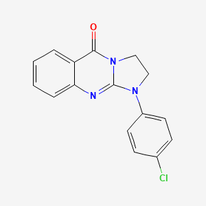 molecular formula C16H12ClN3O B11832398 Imidazo[2,1-b]quinazolin-5(1H)-one, 1-(4-chlorophenyl)-2,3-dihydro- CAS No. 60420-43-1