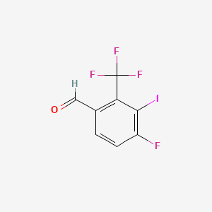 molecular formula C8H3F4IO B11832580 4-Fluoro-3-iodo-2-(trifluoromethyl)benzaldehyde 