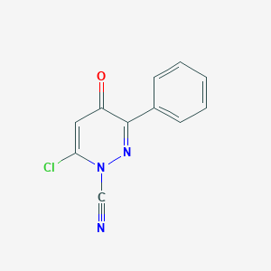molecular formula C11H6ClN3O B118326 6-Chloro-4-oxo-3-phenylpyridazine-1-carbonitrile CAS No. 151192-45-9