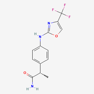 molecular formula C13H12F3N3O2 B11832730 (S)-2-(4-((4-(Trifluoromethyl)oxazol-2-yl)amino)phenyl)propanamide 
