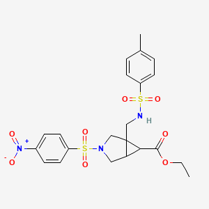 molecular formula C22H25N3O8S2 B11832747 Ethyl 1-[(4-methylbenzenesulfonamido)methyl]-3-(4-nitrobenzenesulfonyl)-3-azabicyclo[3.1.0]hexane-6-carboxylate 