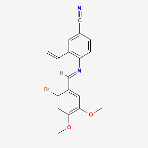 molecular formula C18H15BrN2O2 B11832806 4-[(E)-[(2-bromo-4,5-dimethoxyphenyl)methylidene]amino]-3-ethenylbenzonitrile 