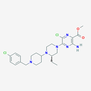 molecular formula C24H32Cl2N6O2 B11832812 methyl (S)-3-amino-6-chloro-5-(4-(1-(4-chlorobenzyl)piperidin-4-yl)-3-ethylpiperazin-1-yl)pyrazine-2-carboxylate 