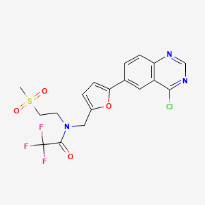 molecular formula C18H15ClF3N3O4S B11832826 Acetamide, N-[[5-(4-chloro-6-quinazolinyl)-2-furanyl]methyl]-2,2,2-trifluoro-N-[2-(methylsulfonyl)ethyl]- 