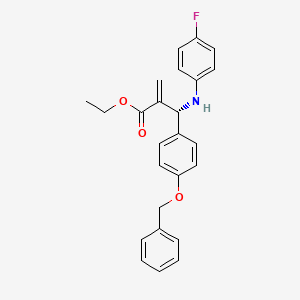 molecular formula C25H24FNO3 B11832886 ethyl (R)-2-((4-(benzyloxy)phenyl)((4-fluorophenyl)amino)methyl)acrylate 