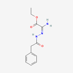molecular formula C12H15N3O3 B11832890 Ethyl 2-amino-2-[(2-phenylacetyl)hydrazinylidene]acetate 