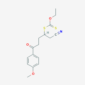 molecular formula C16H19NO3S2 B11832935 S-(1-cyano-5-(4-methoxyphenyl)-5-oxopentan-2-yl) O-ethyl carbonodithioate 