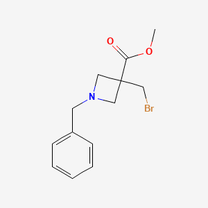 molecular formula C13H16BrNO2 B11832985 Methyl 1-benzyl-3-(bromomethyl)azetidine-3-carboxylate 