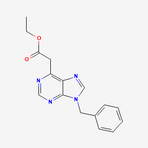 molecular formula C16H16N4O2 B11833088 Ethyl 2-(9-benzyl-9H-purin-6-yl)acetate 