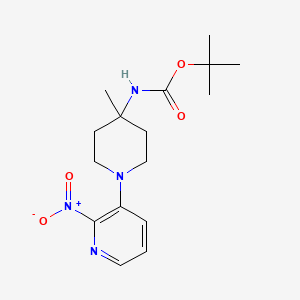molecular formula C16H24N4O4 B11833117 Tert-butyl (4-methyl-1-(2-nitropyridin-3-yl)piperidin-4-yl)carbamate 