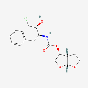 molecular formula C17H22ClNO5 B11833211 Carbamic acid, N-[(1S,2S)-3-chloro-2-hydroxy-1-(phenylmethyl)propyl]-, (3R,3aS,6aR)-hexahydrofuro[2,3-b]furan-3-yl ester 