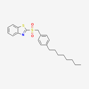molecular formula C22H27NO2S2 B11833406 Benzothiazole, 2-[[(4-octylphenyl)methyl]sulfonyl]- 