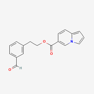 molecular formula C18H15NO3 B11833432 3-Formylphenethyl indolizine-6-carboxylate 