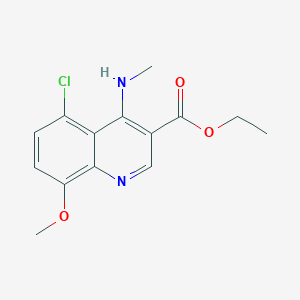 molecular formula C14H15ClN2O3 B11833454 Ethyl 5-chloro-8-methoxy-4-(methylamino)quinoline-3-carboxylate 