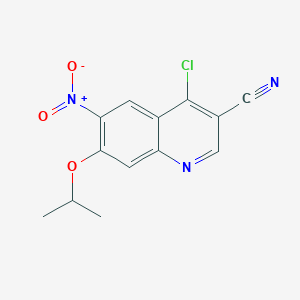 molecular formula C13H10ClN3O3 B11833580 3-Quinolinecarbonitrile, 4-chloro-7-(1-methylethoxy)-6-nitro- CAS No. 919482-03-4