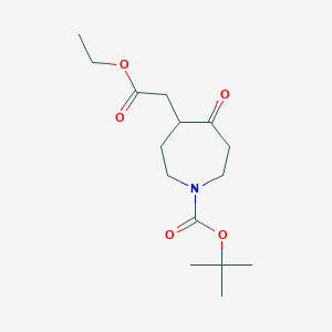 molecular formula C15H25NO5 B11833586 tert-Butyl 4-(2-ethoxy-2-oxoethyl)-5-oxoazepane-1-carboxylate 
