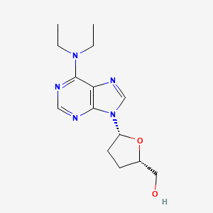 molecular formula C14H21N5O2 B11833588 Adenosine, 2',3'-dideoxy-N,N-diethyl- CAS No. 120503-52-8