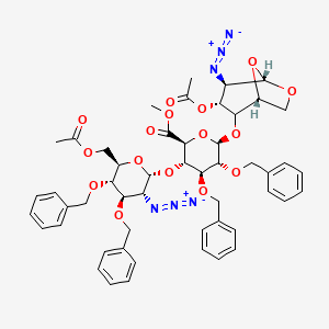 molecular formula C51H56N6O16 B11833621 methyl (2S,3S,4S,5R,6R)-6-(((1R,3R,4R,5S)-3-acetoxy-4-azido-6,8-dioxabicyclo[3.2.1]octan-2-yl)oxy)-3-(((2R,3R,4R,5S,6R)-6-(acetoxymethyl)-3-azido-4,5-bis(benzyloxy)tetrahydro-2H-pyran-2-yl)oxy)-4,5-bis(benzyloxy)tetrahydro-2H-pyran-2-carboxylate 