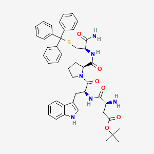 molecular formula C46H52N6O6S B11833738 tert-butyl (S)-3-amino-4-(((S)-1-((S)-2-(((R)-1-amino-1-oxo-3-(tritylthio)propan-2-yl)carbamoyl)pyrrolidin-1-yl)-3-(1H-indol-3-yl)-1-oxopropan-2-yl)amino)-4-oxobutanoate 