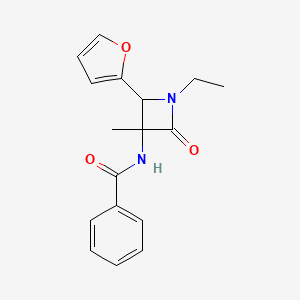 molecular formula C17H18N2O3 B11833777 N-(1-Ethyl-2-(furan-2-yl)-3-methyl-4-oxoazetidin-3-yl)benzamide CAS No. 91815-07-5