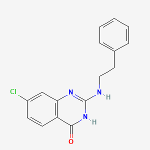 molecular formula C16H14ClN3O B11833829 7-Chloro-2-(phenethylamino)quinazolin-4(1H)-one CAS No. 61741-63-7
