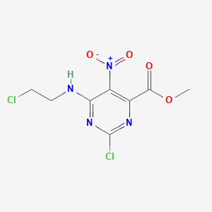 molecular formula C8H8Cl2N4O4 B11833857 Methyl 2-chloro-6-((2-chloroethyl)amino)-5-nitropyrimidine-4-carboxylate 