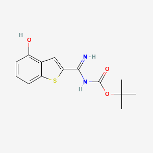molecular formula C14H16N2O3S B11833955 tert-Butyl ((4-hydroxybenzo[b]thiophen-2-yl)(imino)methyl)carbamate 