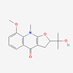 molecular formula C16H19NO4 B11833959 Furo(2,3-b)quinolin-4(9H)-one, 2,3-dihydro-2-(1-hydroxy-1-methylethyl)-8-methoxy-9-methyl- CAS No. 47140-15-8