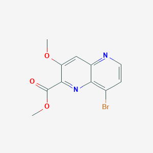 molecular formula C11H9BrN2O3 B11834055 Methyl 8-bromo-3-methoxy-1,5-naphthyridine-2-carboxylate 