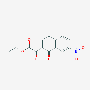 molecular formula C14H13NO6 B11834059 Ethyl 2-(7-nitro-1-oxo-1,2,3,4-tetrahydronaphthalen-2-yl)-2-oxoacetate 