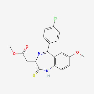 molecular formula C19H17ClN2O3S B11834131 Methyl 2-(5-(4-chlorophenyl)-7-methoxy-2-thioxo-2,3-dihydro-1H-benzo[e][1,4]diazepin-3-yl)acetate 