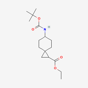 molecular formula C16H27NO4 B11834234 Ethyl 6-((tert-butoxycarbonyl)amino)spiro[2.5]octane-1-carboxylate 