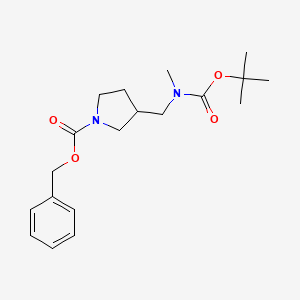molecular formula C19H28N2O4 B11834342 Benzyl 3-(((tert-butoxycarbonyl)(methyl)amino)methyl)pyrrolidine-1-carboxylate 