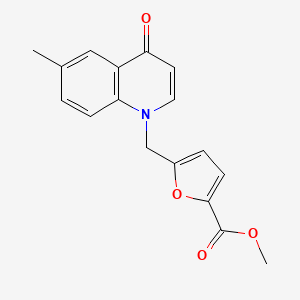 molecular formula C17H15NO4 B11834354 Methyl 5-((6-methyl-4-oxoquinolin-1(4H)-yl)methyl)furan-2-carboxylate 