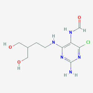 molecular formula C10H16ClN5O3 B11834424 N-(2-amino-4-chloro-6-((4-hydroxy-3-(hydroxymethyl)butyl)amino)pyrimidin-5-yl)formamide 