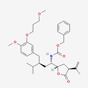 molecular formula C33H45NO7 B11834530 benzyl ((1S,3S)-3-(4-methoxy-3-(3-methoxypropoxy)benzyl)-4-methyl-1-((2S,4S)-5-oxo-4-(prop-1-en-2-yl)tetrahydrofuran-2-yl)pentyl)carbamate 