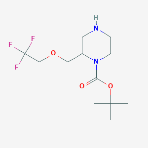 molecular formula C12H21F3N2O3 B11834546 Tert-butyl 2-[(2,2,2-trifluoroethoxy)methyl]piperazine-1-carboxylate 