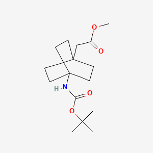 molecular formula C16H27NO4 B11834629 Methyl 2-(4-{[(tert-butoxy)carbonyl]amino}bicyclo[2.2.2]octan-1-yl)acetate 