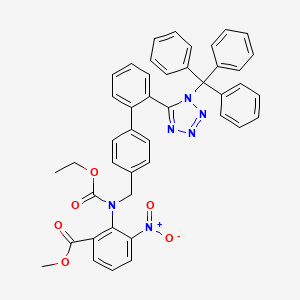 molecular formula C44H36N6O6 B11834720 methyl 2-((ethoxycarbonyl)((2'-(1-trityl-1H-tetrazol-5-yl)-[1,1'-biphenyl]-4-yl)methyl)amino)-3-nitrobenzoate 