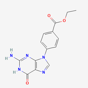 molecular formula C14H13N5O3 B11834851 Ethyl 4-(2-amino-6-oxo-1H-purin-9(6H)-yl)benzoate CAS No. 63148-06-1