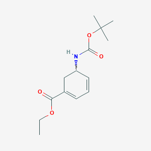 molecular formula C14H21NO4 B11835079 ethyl (S)-5-((tert-butoxycarbonyl)amino)cyclohexa-1,3-diene-1-carboxylate 