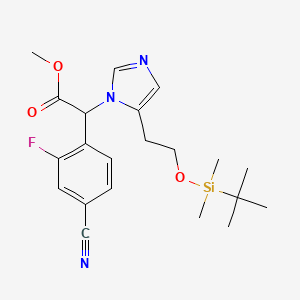 molecular formula C21H28FN3O3Si B11835151 Methyl 2-(5-(2-((tert-butyldimethylsilyl)oxy)ethyl)-1H-imidazol-1-yl)-2-(4-cyano-2-fluorophenyl)acetate 
