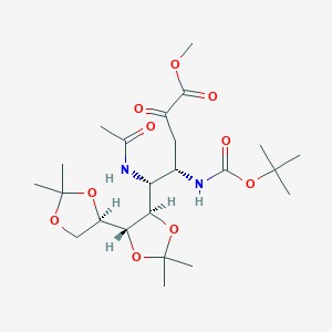 molecular formula C23H38N2O10 B11835281 methyl (4S,5R)-5-acetamido-4-((tert-butoxycarbonyl)amino)-2-oxo-5-((4S,4'R,5R)-2,2,2',2'-tetramethyl-[4,4'-bi(1,3-dioxolan)]-5-yl)pentanoate 