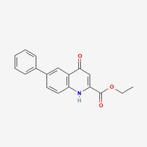 molecular formula C18H15NO3 B11835360 Ethyl 4-oxo-6-phenyl-1,4-dihydroquinoline-2-carboxylate CAS No. 5428-31-9