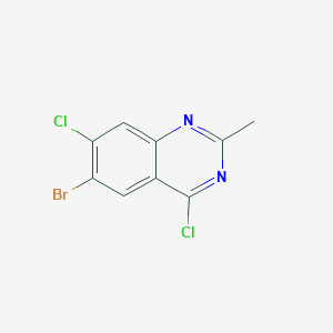 molecular formula C9H5BrCl2N2 B11835364 6-Bromo-4,7-dichloro-2-methylquinazoline 
