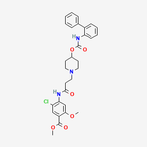 molecular formula C30H32ClN3O6 B11835511 Methyl 4-(3-(4-(([1,1'-biphenyl]-2-ylcarbamoyl)oxy)piperidin-1-yl)propanamido)-5-chloro-2-methoxybenzoate 