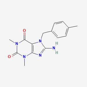 molecular formula C15H17N5O2 B11835523 8-Amino-1,3-dimethyl-7-(4-methylbenzyl)-1H-purine-2,6(3H,7H)-dione CAS No. 332904-70-8