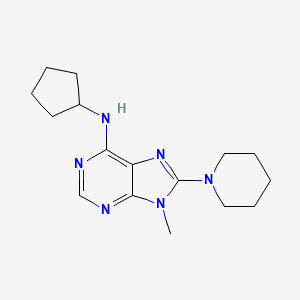 molecular formula C16H24N6 B11835606 N-Cyclopentyl-9-methyl-8-(piperidin-1-yl)-9H-purin-6-amine CAS No. 671821-22-0