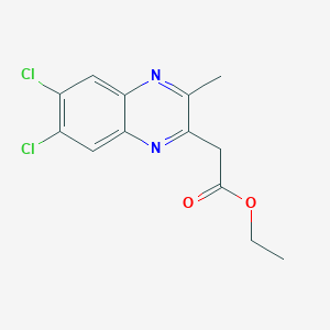 molecular formula C13H12Cl2N2O2 B11835662 Ethyl 2-(6,7-dichloro-3-methylquinoxalin-2-yl)acetate 